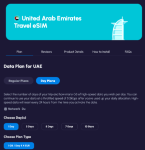 Nomad Emiráty - Day plans