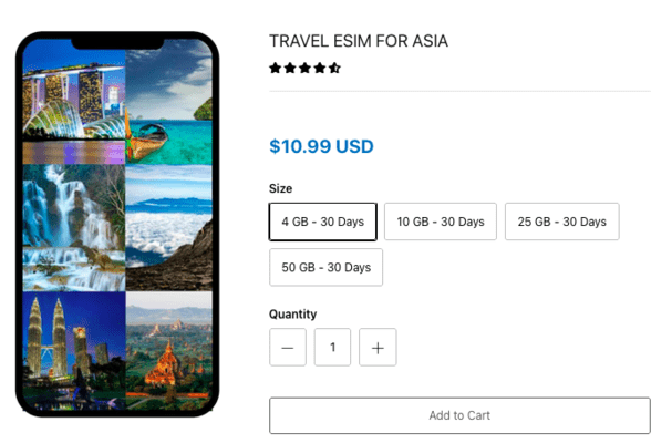 eTravelSIM eSIM pre Áziu