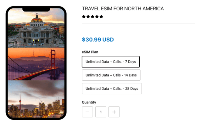 eTravelSIM eSIM pre Severnú Ameriku